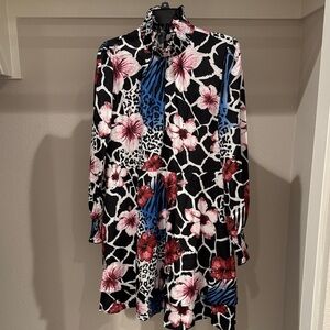 Elegant Long Sleeve Floral Print Dress